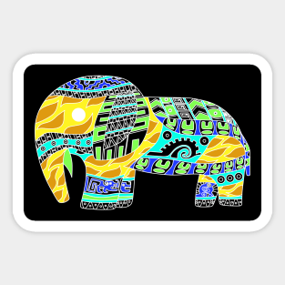 mexican golden totonac elephant in ecopop pattern arts Sticker